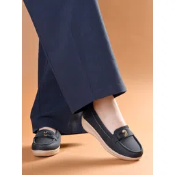 Casual Ribbed Trendy Loafers|Comfortable Slip-On Loafers Wedge Sole For Girls Loafers For Women