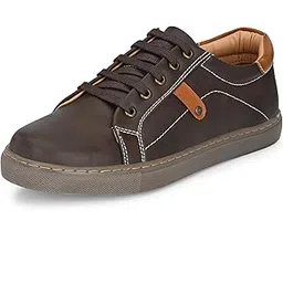 Casual Sneakers for Men | Stylish Lace-Up Sneakers with Cushioned Insole | Comfortable Walking Shoes with Rounded Front & Anti-Skid Sole (4457)