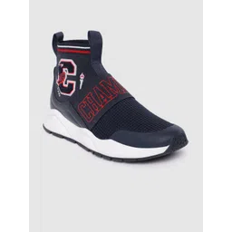 Champion Men Woven Design & Brand Logo Detail Mid-Top Sneakers