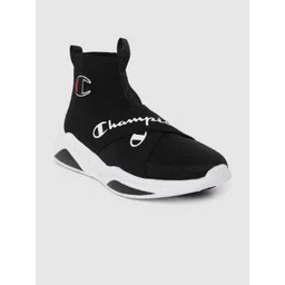 Champion Men Woven Design & Brand Logo Print Mid-Top Sneakers