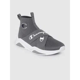 Champion Men Woven Design Brand Logo Printed Mid-Top Sneakers