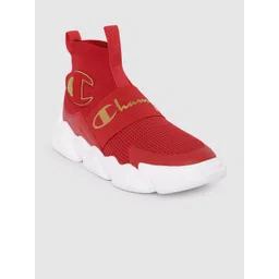 Champion Men Woven Design Brand Logo Printed Mid-Top Sneakers