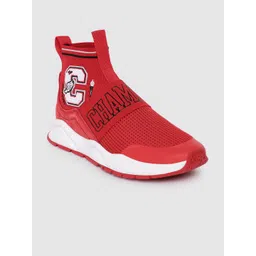 Champion Men Woven Design Brand Logo Printed Mid-Top Sneakers