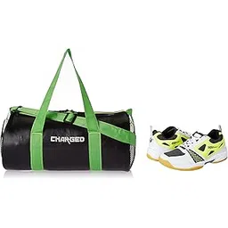 Charged Sports Bag Adena Black with Gowin Court Shoe Staunch White Grey Lime Size 6