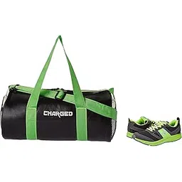 Charged Sports Bag Adena Black with Gowin Sports Training Shoe Bright Grey Green Size 6