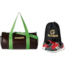 Charged Sports Bag Adena Brown With Gowin Sports Training Shoe Nx-2 Grey Red Size 10