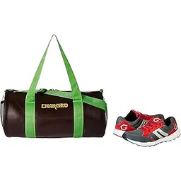 Charged Sports Bag Adena Brown With Gowin Sports Training Shoe Nx-2 Grey Red Size 8