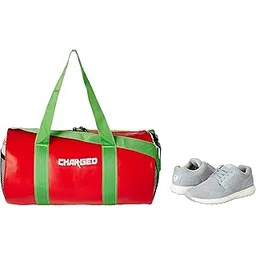 Charged Sports Bag Adena Red with Gowin Sports Training Shoe Thrust Grey Size 6