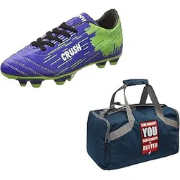 Charged Sports Bag Bouclier Follow Me Senior Grey With Gowin Football Shoe Crush Blue Green Size-6