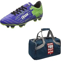 Charged Sports Bag Bouclier Stay Hungry Senior Grey With Gowin Football Shoe Crush Blue Green Size-5