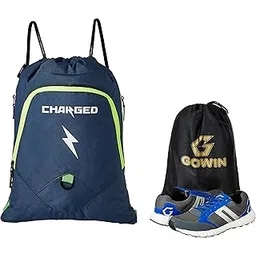 Charged Sports Bag Utile Laptop Bag Blue With Gowin Sports Training Shoe Nx-2 Grey Blue Size 7