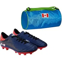Charged Sports Bag Vancouver Small Sky with Gowin Football Shoe Ace Navy Red Size-8 and Triumph Football PVC Boss Yellow