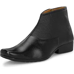Chelsea Black Leatherette Stylish Zipper High Ankle Length Casual Chelsea Boots For Men (IM8200-MC)