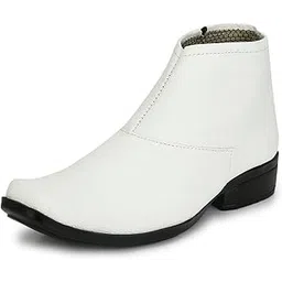 Chelsea Black Leatherette Stylish Zipper High Ankle Length Casual Chelsea Boots For Men (IM8200-MC)