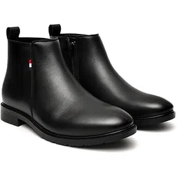 Chelsea Boots for Men | Black Leather Ankle Length Formal Shoes | Side Zip Closure | Durable Casual Office Footwear