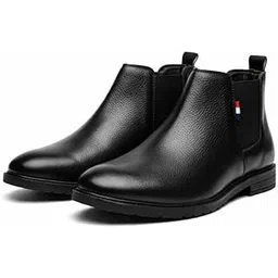 Chelsea Boots for Men Wrinkle Free Smooth Upper Slip On Ankle Boots, Classic Black Stylish Boots for Casual, Party & Office Outfits