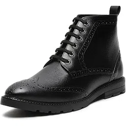 Chukka Boot for Men | High Ankle Italian Leather Boot | Handcrafted | Hiking and Biking Shoes | Brogue Style Lace-up Boot | Mens Formal Boot (BT-WBNDCKBG)