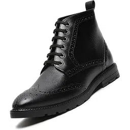 Chukka Boot for Men | High Ankle Italian Leather Boot | Handcrafted | Hiking and Biking Shoes | Brogue Style Lace-up Boot | Mens Formal Boot Size-UK010 Black (BT-WBNDCKBGJB)
