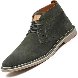Chukka Boots for Men| Suede Leather Boots for Men| High Ankle Casual Boot | Casual Office & Trekking Shoes | Hiking Boots for Men | Stitch Down Desert Boots |Moss Green [LSSDSUCKBGGR]