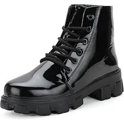 Chunky boots for women-Black,8 UK