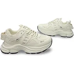 Chunky Platform Sneakers, Mesh Panels, Thick Sole Design, Sport Shoes for Womens