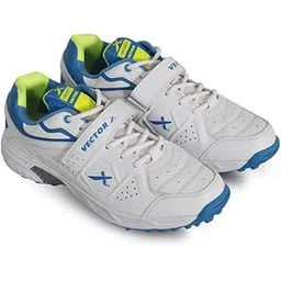 CKT-200 Cricket Shoes for Men's (White-Blue-Green) (Size-11)