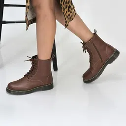 Classic High Ankle 8-Eye Lace Up Casual Long Travelling|Trekking Boots For Women