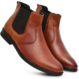Classic Men's Chelsea Boots, Black Leather, Ankle Length, Slip-on Style with Elastic Side Panels, Casual Business Wear