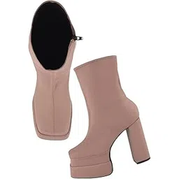 Classy Trendy Comfortable Ankel Length Block Heel Zipper Boots for Womens & Girls