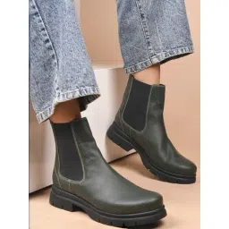 Clog London Women's Green Chelsea Boots