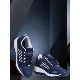 CLYMB Men Navy Blue Woven Design Sneakers
