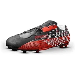 Cockatoo FS01 Adult Football Shoes, PVC Synthetic Leather Football Shoes for Men, Lightweight Comfort & Maximum Grip, Tested with No Cracks Upto 1Lakh Kicks, Red-Black, UK Size-8