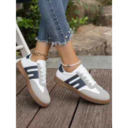 Colorblock Flat Sneakers with Ultra Soft Cushion Lace-Up All-Day Comfort Shoes| Sneakers For Women