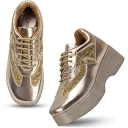 Comfort Ethnic Style Wedding Stone Embellished Lace-Up Sneakers Shoes for Women and Girl