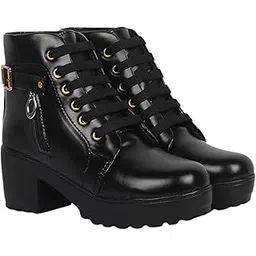 Comfortable Boots For Women | Pu Material | Black Color | Size : 3