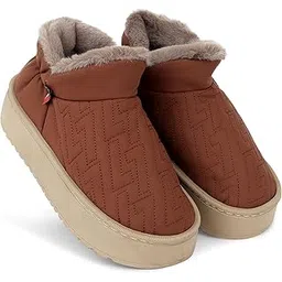 Comfortable Home Indoor/Outdoor Winter Fur Snow Boot |Womens Slip on Thick Sole Shoes