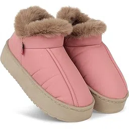 Comfortable Indoor/Outdoor Winter Fur Snow Boot |Womens Slip on Thick Sole Shoes