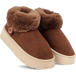 Comfortable Indoor/Outdoor Winter Fur Snow Boot |Women's Slip on Thick Sole Shoes