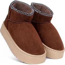 Comfortable Indoor/Outdoor Winter Snow Boot |Womens Slip on Shoes |Girls Winter Fur Shoes