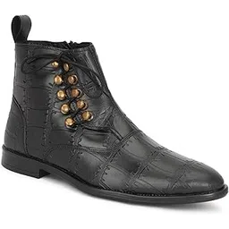 Comfortable Stylish Casual Pure Leather Zip Boot for Men (BOOT-04-BTN)