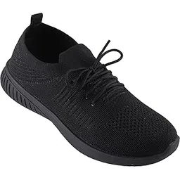 Comfortable Women's Mesh Shoes with Durable PU Sole – Comfortable, Breathable, Lightweight & Stylish All Black Shoes | for Walking, Running, Jogging, Designed for Long Wearing Hours