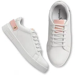 Comfotable Round White Sneakers Shoes for Women