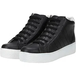 Commander Shoes Latest High Ankle Flat Boots for Girls and Women (703 Black 5UK)