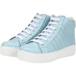 Commander Shoes Latest High Ankle Flat Boots for Girls and Women (703 Sky 4UK)