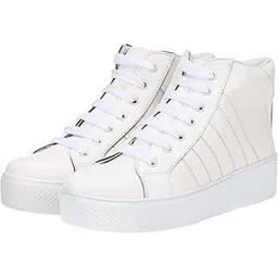 Commander Shoes Latest High Ankle Flat Boots for Girls and Women (703 White 7UK)