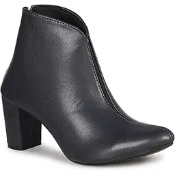 Commander Shoes Latest Trendy High Block Heel Zipper Boots(556 Blue 3UK)