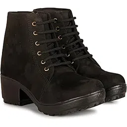 commander shoes Latest Zipper Ankle Heel Boots for Girls and Women (5UK Black 824)