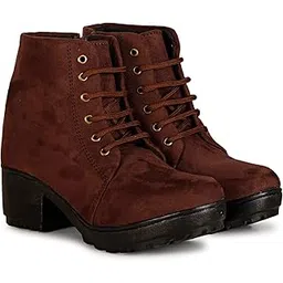 Commander Shoes Latest Zipper Ankle Heel Boots for Girls and Women (5UK Brown 824)