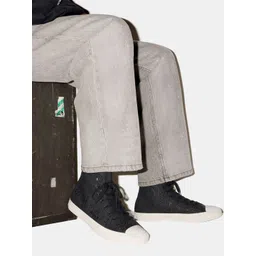 Converse Unisex Textured Lace-Ups Leather High-Top Round Toe Sneakers