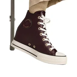 Converse Women's Chuck Taylor All Star Classic Internal Wedge Leather High Top Brown Sneakers